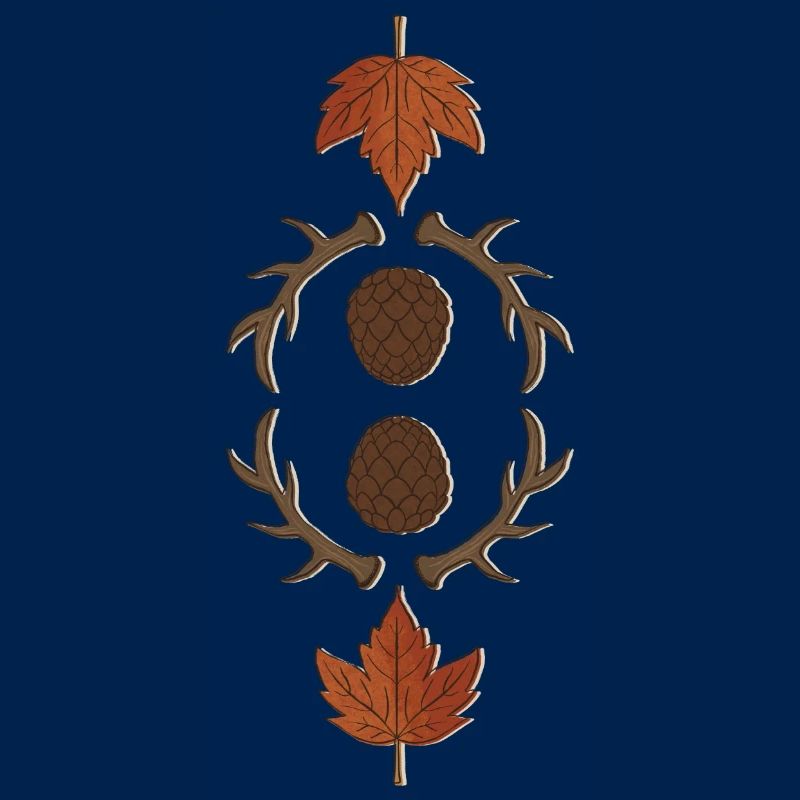 Autumn Pinecone Antlers Maple Leaf