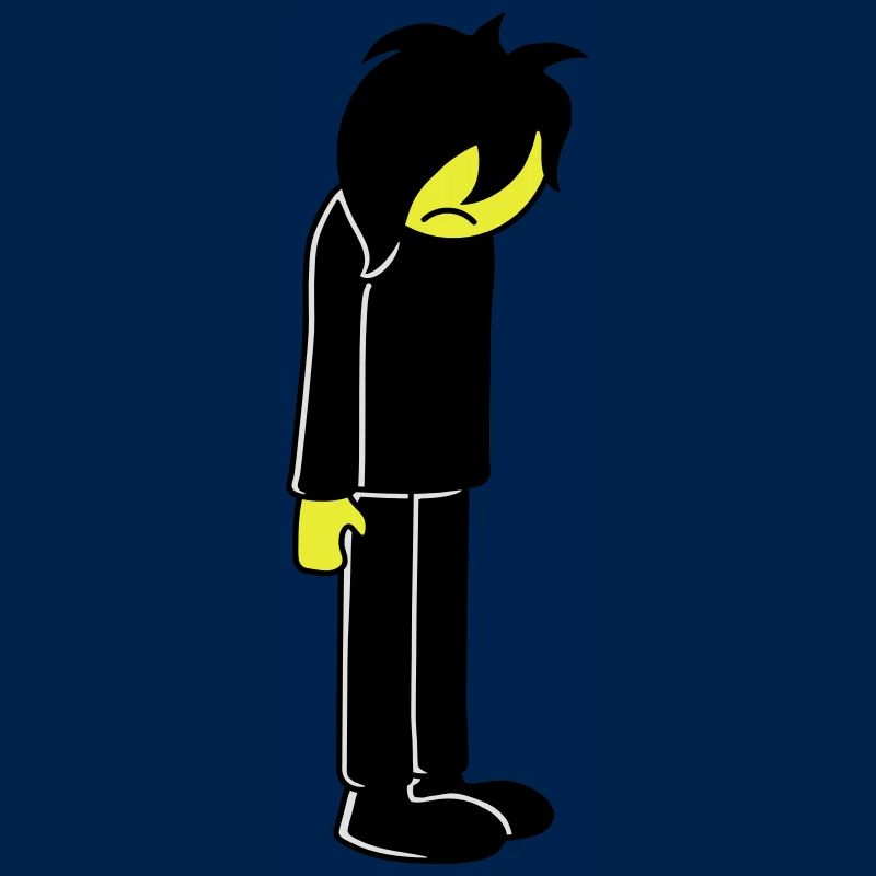 Triste malheureux emo longs cheveux noirs