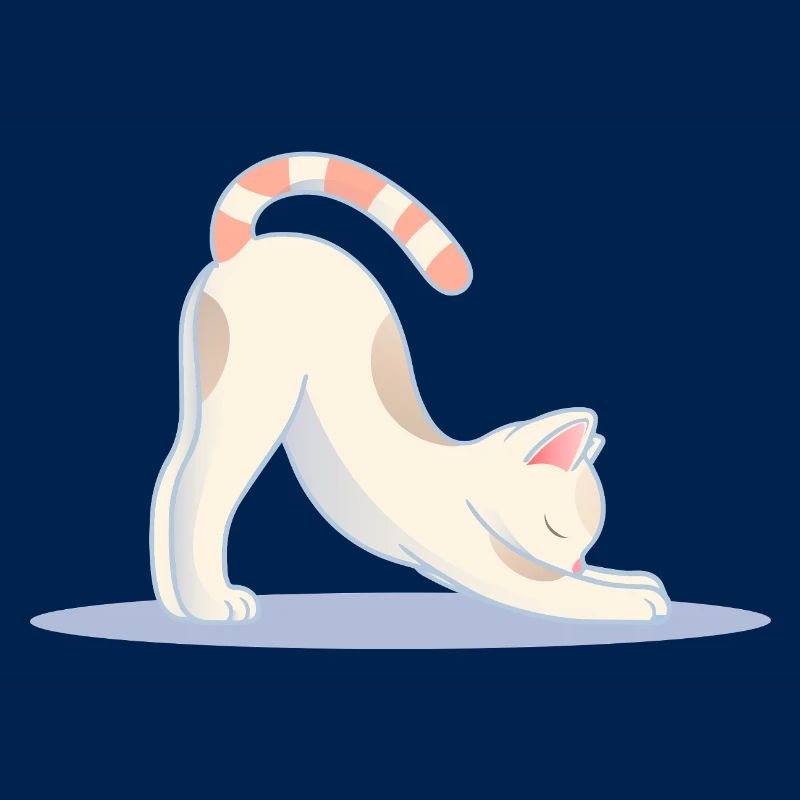 chat mignon dans une pose d’étirement de yoga classique