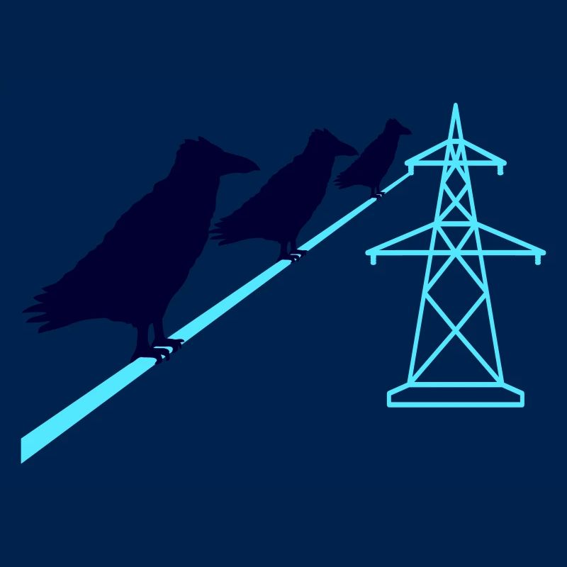 3 Ravens Sitting Power Cable Rope Power Cable Route