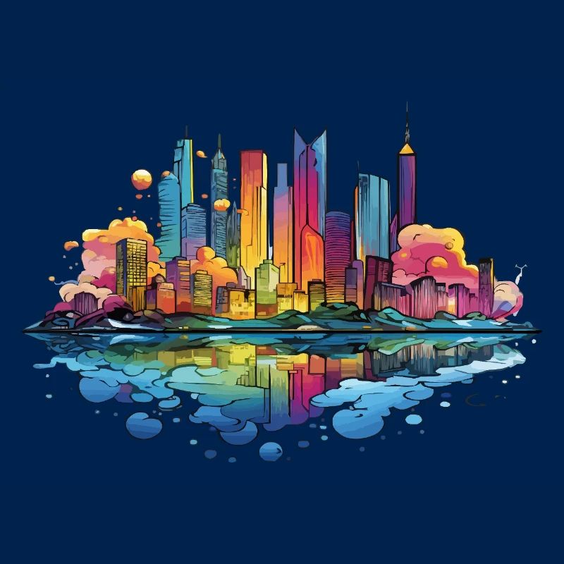 Bunte Skyline Reflektion