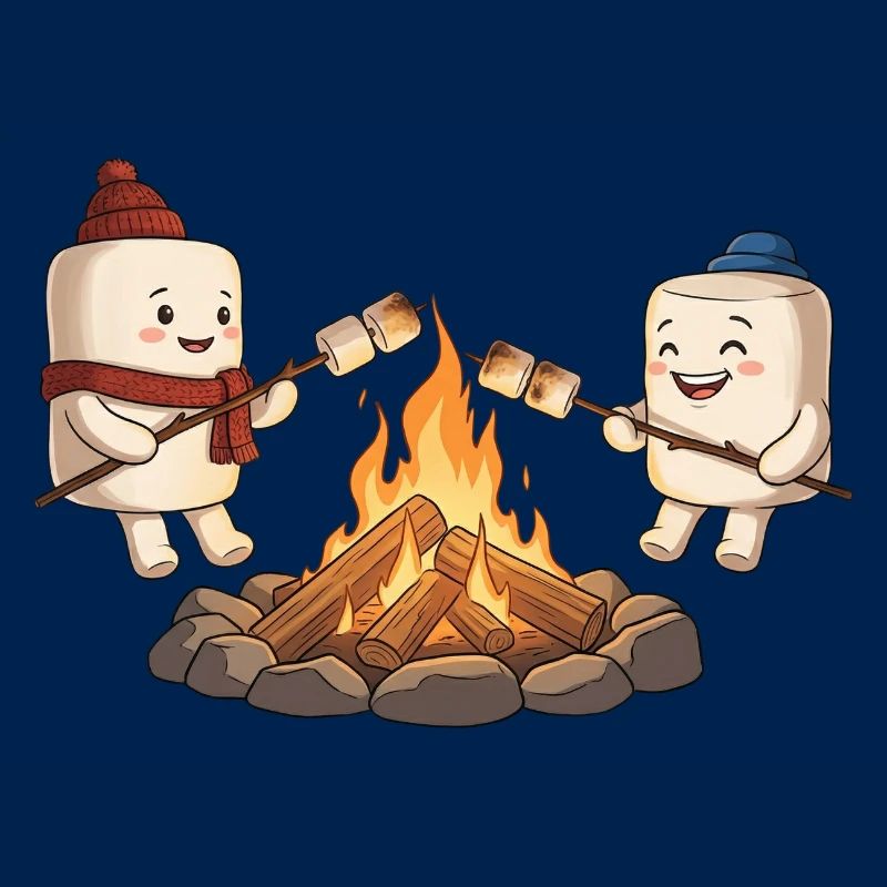 Lagerfeuer-Marshmallow-Freunde