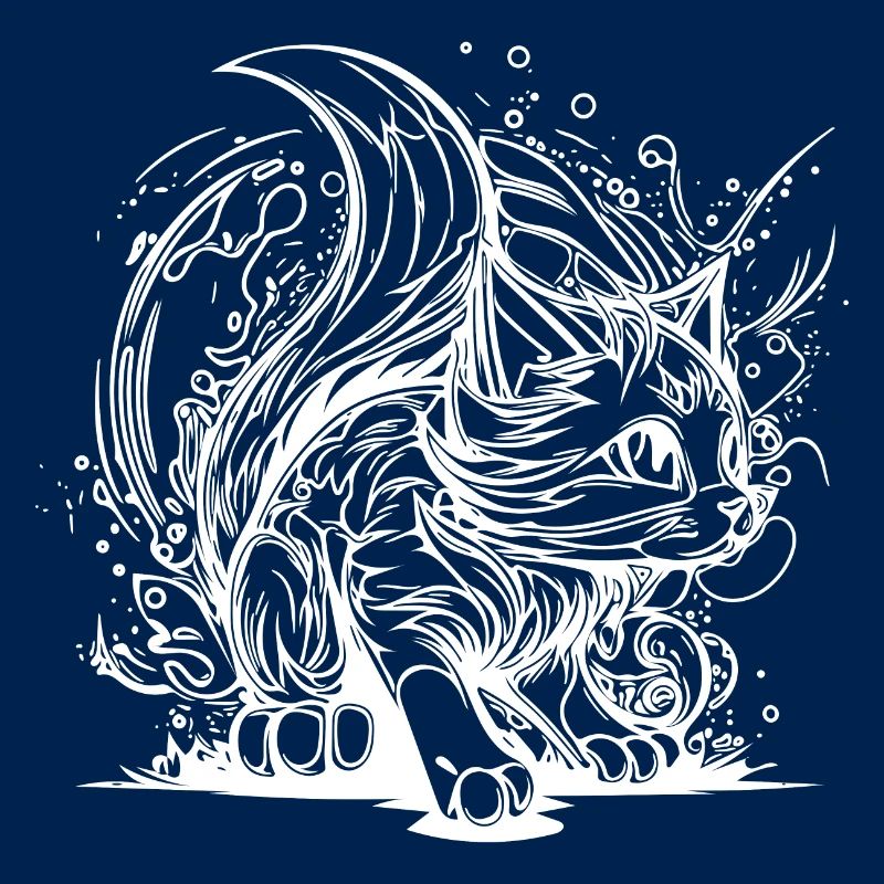 Cute Little Space Cat in Splash Style
