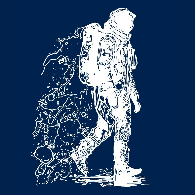 Space astronaut in moonlight dust