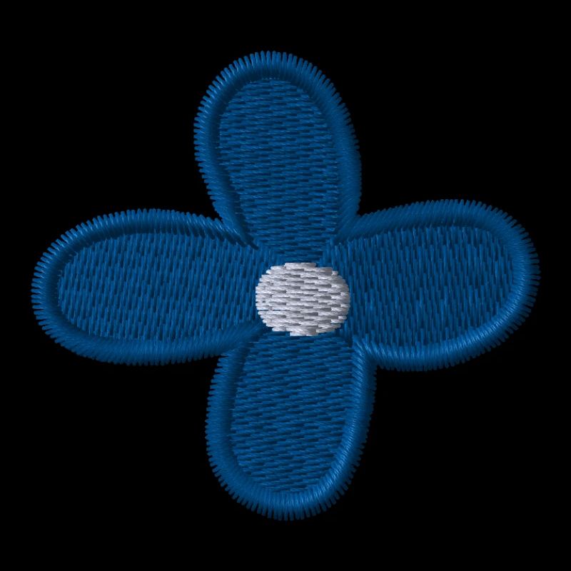 Fleur bleue brodée