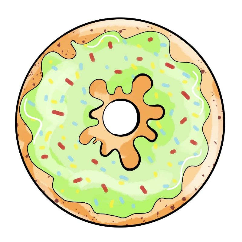 Leckerer Donut mit grünem Zuckerguß Comic Geschenk