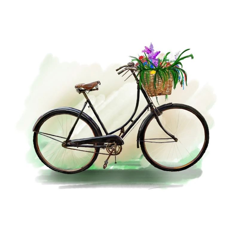 Blumenfahrrad mit Korb
