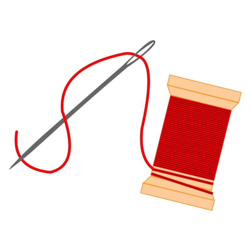 Needle and thread logo embroidery