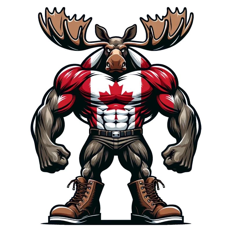 Wapiti du Canada avec drapeau national