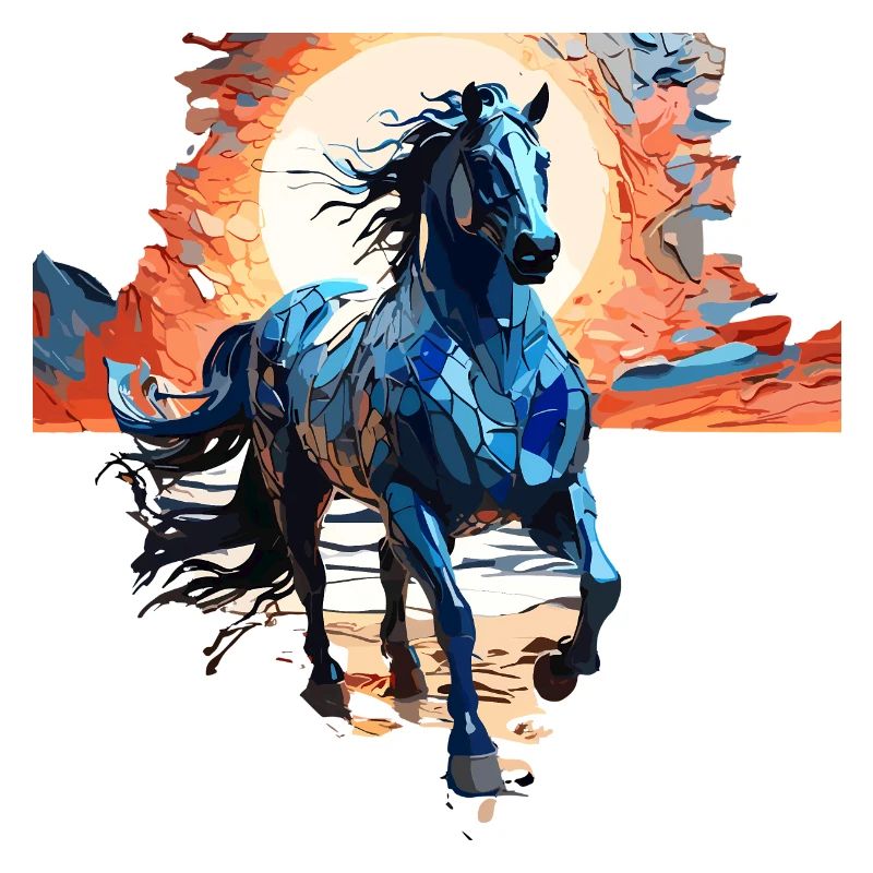 Illustration élégante de cheval bleu
