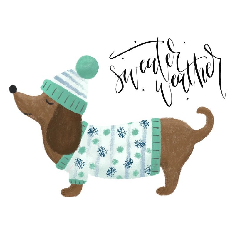 Teckel avec pull et chapeau - Sweater Weather