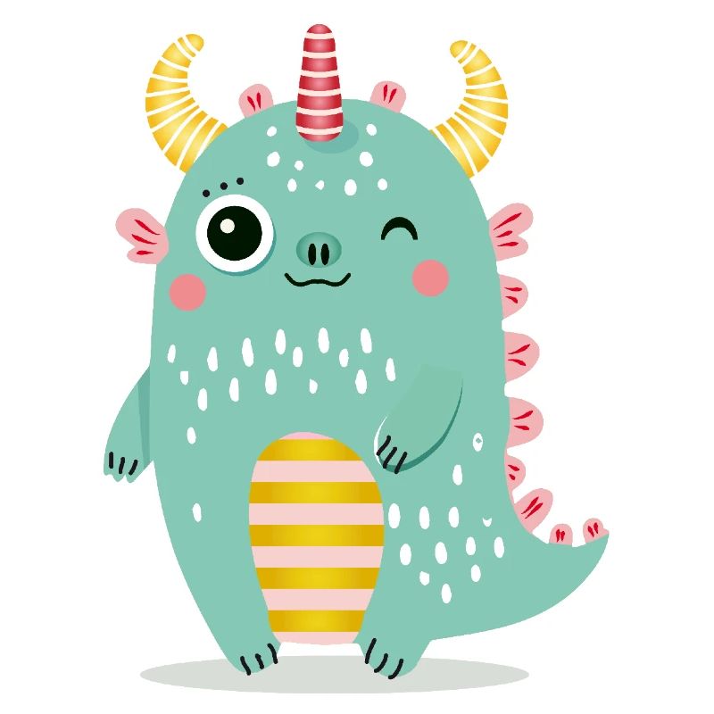 Monstre mignon avec des cornes colorées