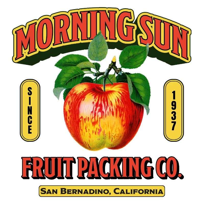 Étiquette de fruit du soleil du matin