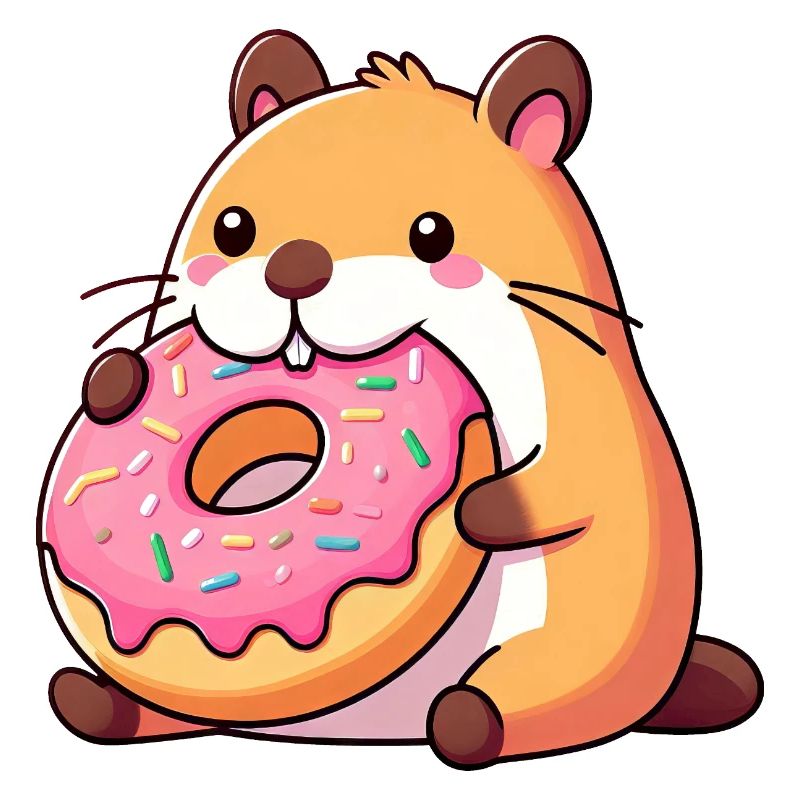 Cute Capybara Hamster Guinea Pig Donut