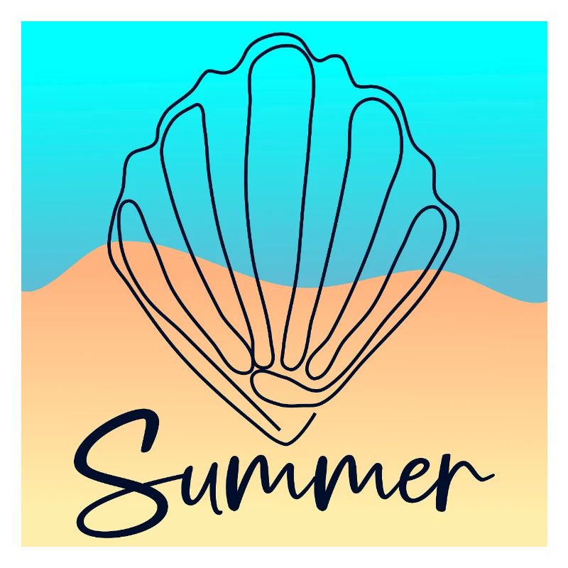Line Art Seashell - Summer Beach