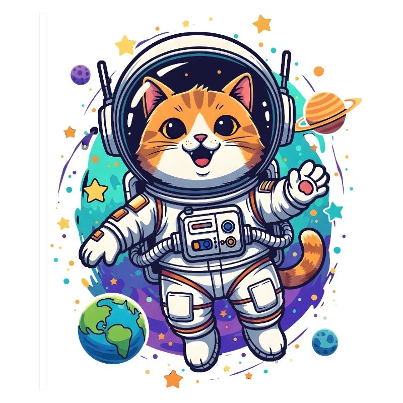 Chat astronaute dans l’espace
