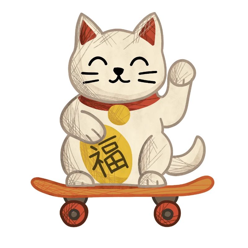Maneki-neko Cat Skateboard