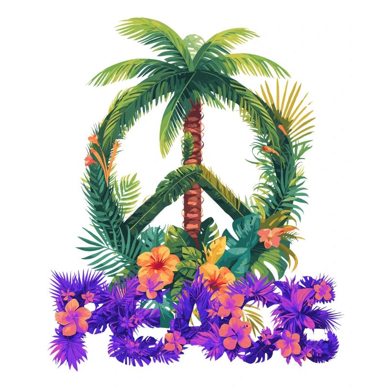 Peace - Tropical Palm Tree & Plants