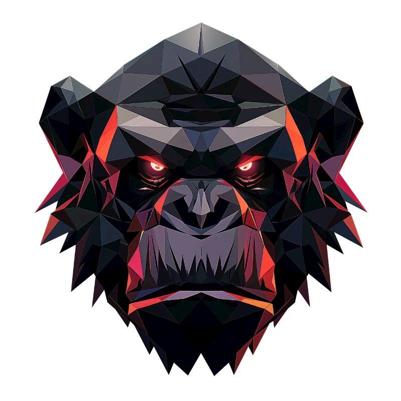 Gorilla Prism Head Low Poly Art Design