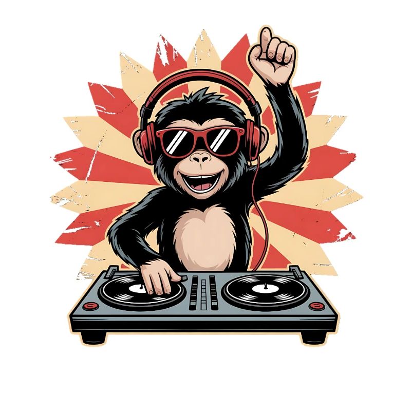 Monkey DJ dans le cercle du soleil