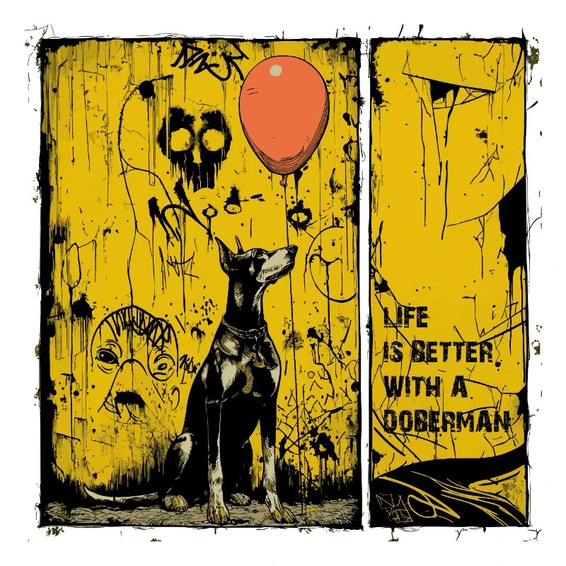 Life is Better with a Doberman | Comic Noir Style