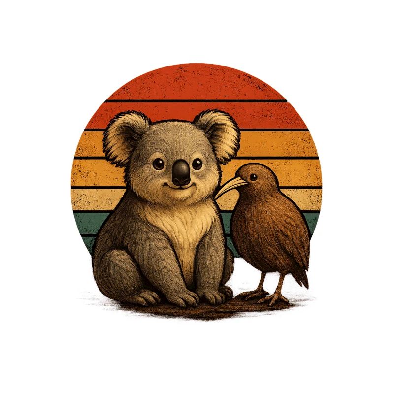 Koala Kiwi Retro Tierfreunde