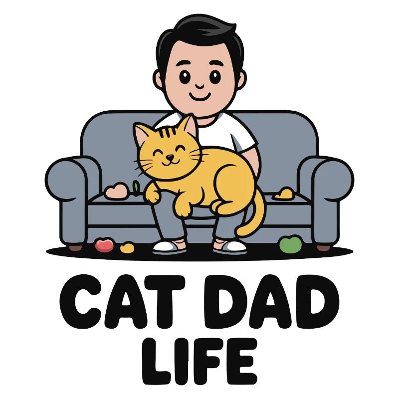 Cat Dad Life on the Sofa