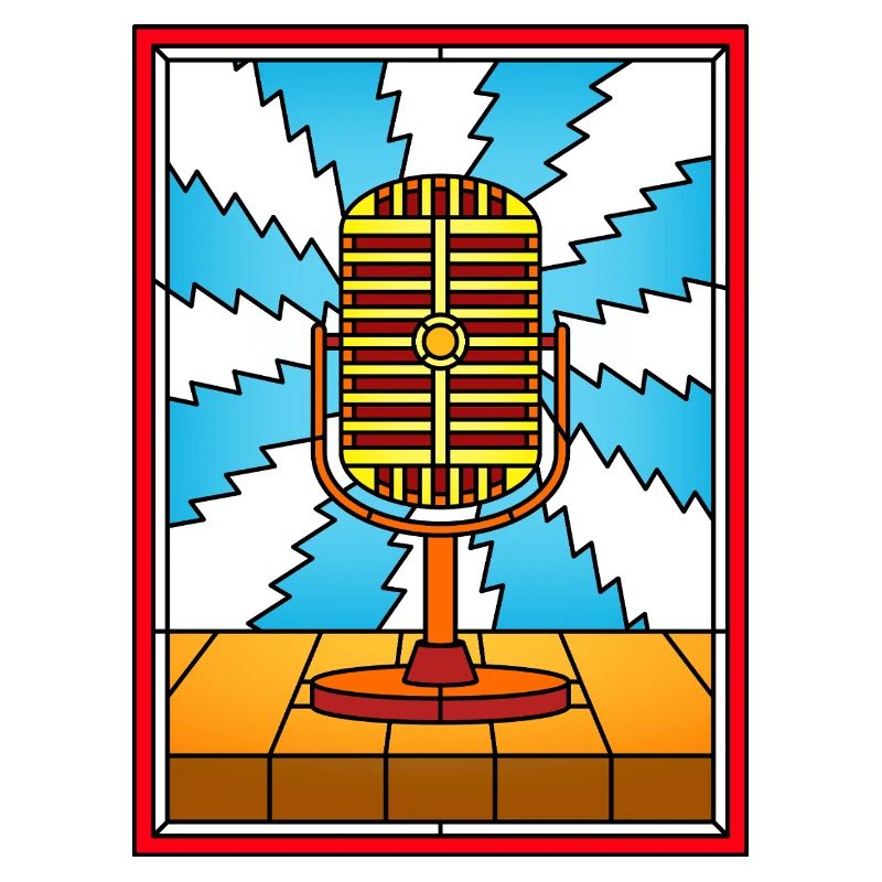 Retro Microphone Stained Glass