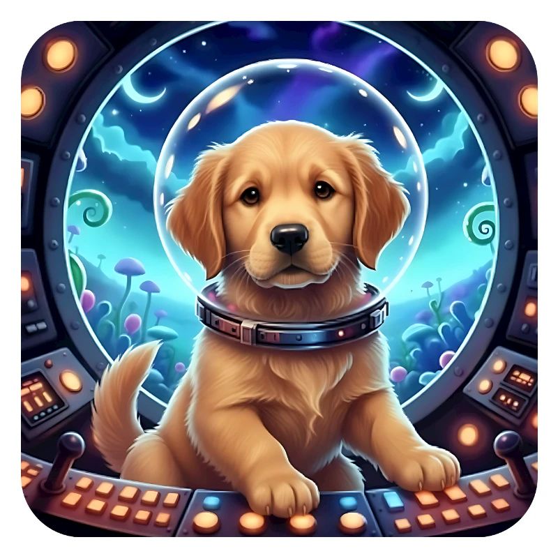 Astronaute chiot avec un casque spatial
