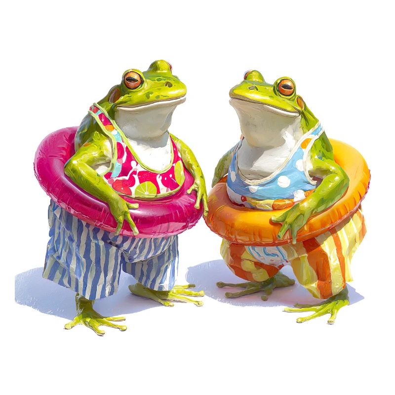 Happy frog buddies in summer