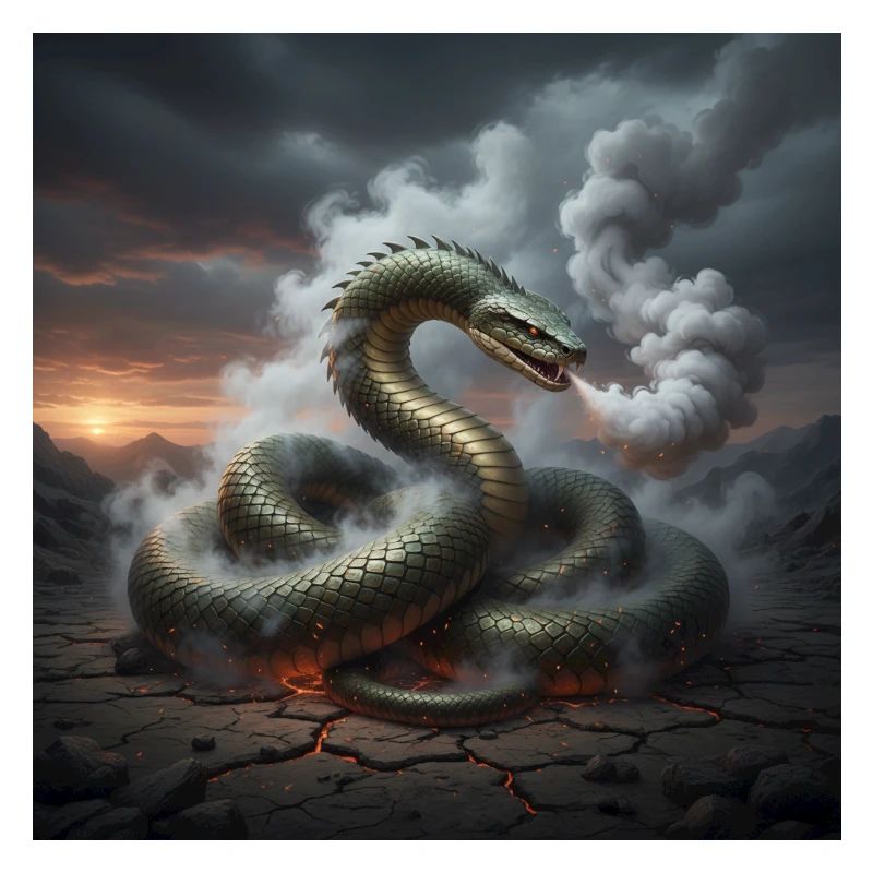 Serpent dans le champ de lave