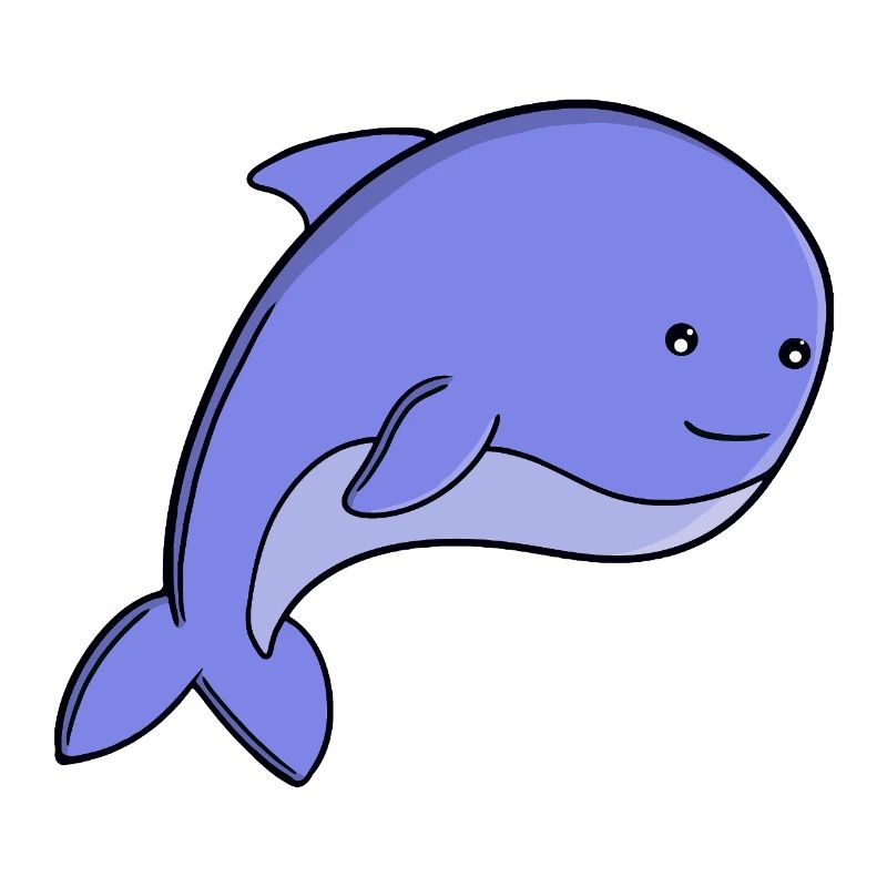 Süßer blauer Fisch-Kawaii-Delfin- oder Schweinswal-Cartoon