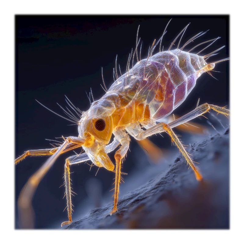 Transparent Flea – Golden Insects Macro Art