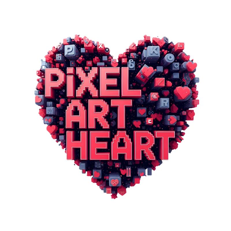 Collage de cœurs en pixel art