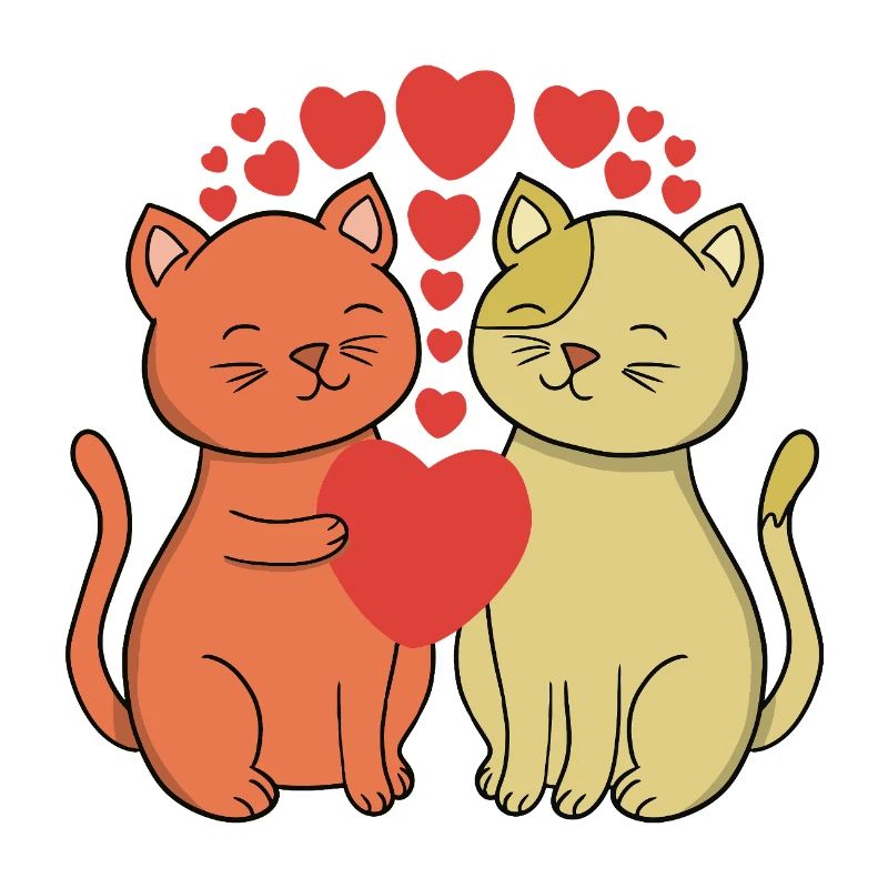 Deux chats sincères s’embrassent
