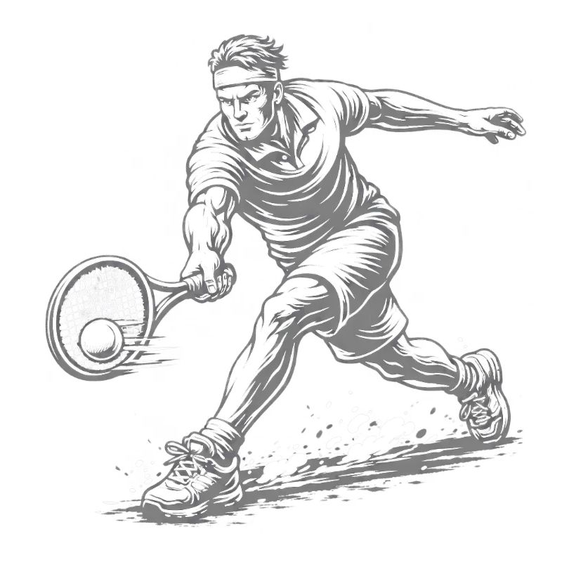 Dynamic tennis player in retro style