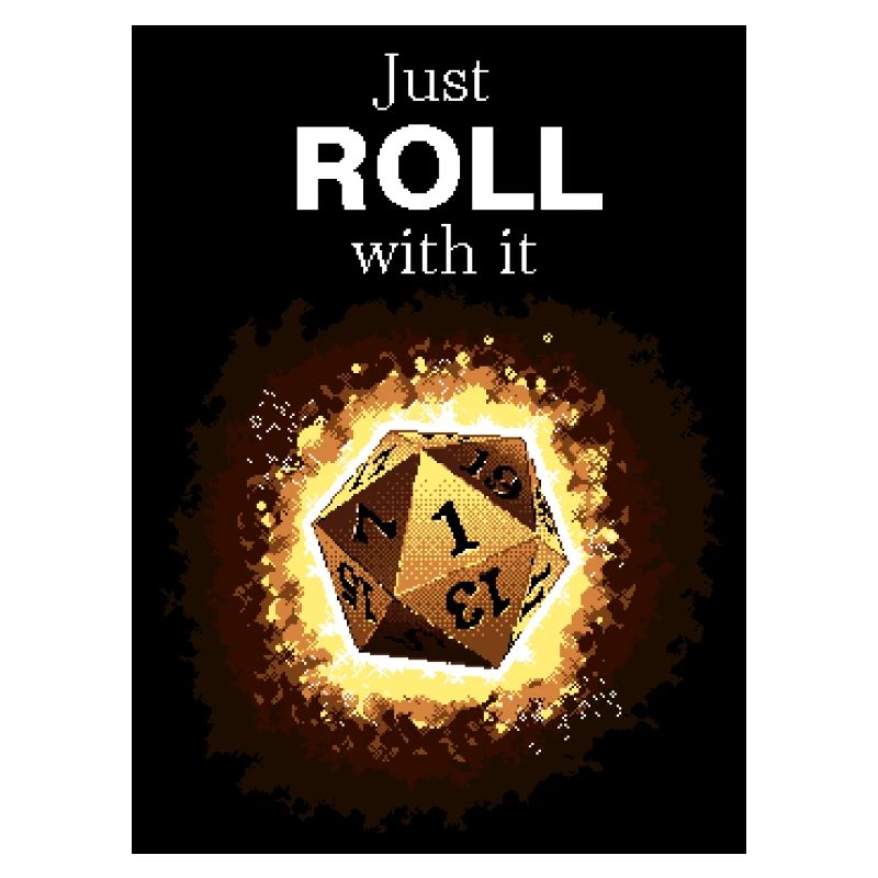 Just Roll With It Retro D20 Gold Dice