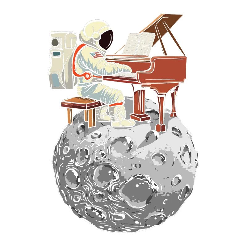 Piano lunaire avec combinaison spatiale