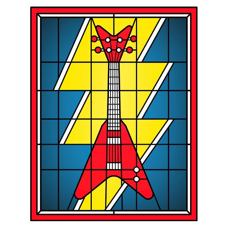 Guitare en vitrail avec éclair