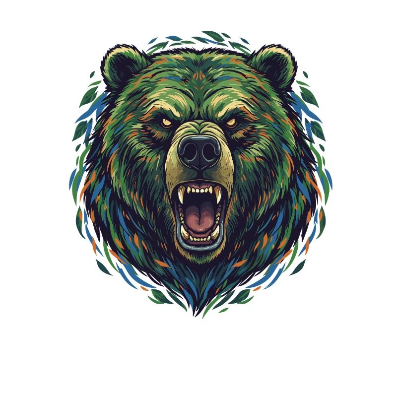 Wilder Farbbär Kopf