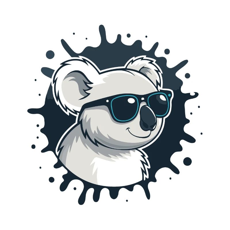 Koala chic glasses on blue splash