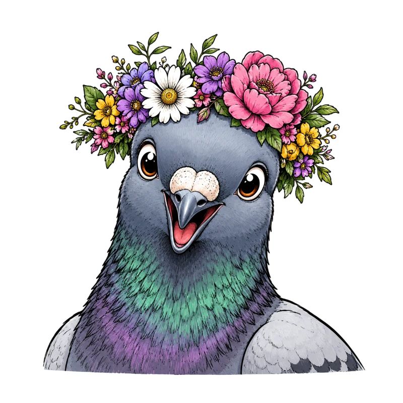 Taube mit Blumenschmuck 