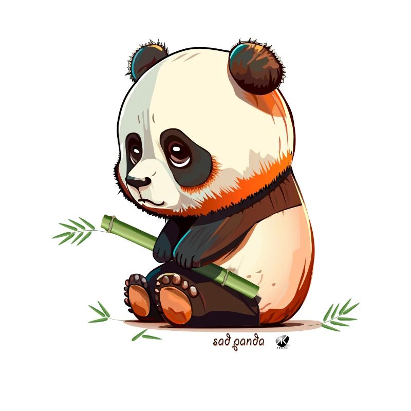 Trauriger Panda mit Bambus Sad Panda