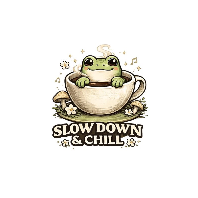 Slow Down & Chill – Cute Frog Coffee Aesthetic