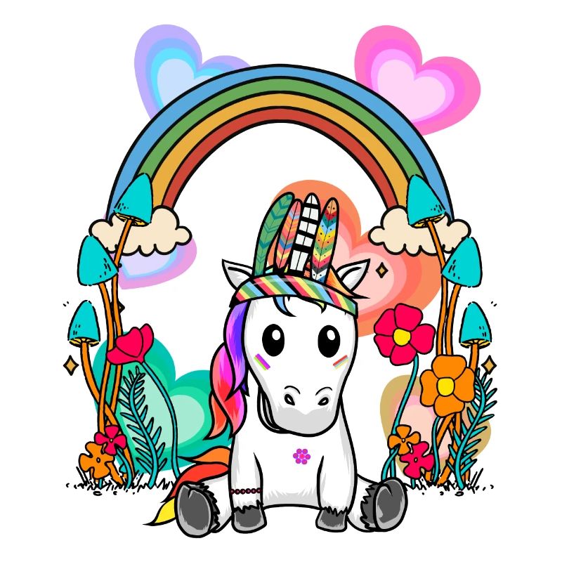 Schamanen Einhorn Pferd Regenbogen Hippie Kind