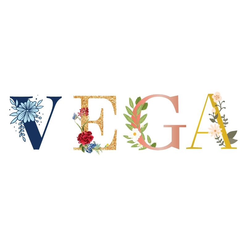 Art du nom VIGA avec fleurs brodées