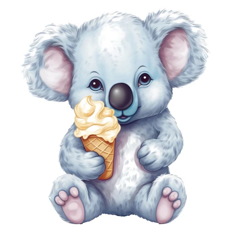 Joli koala comique avec crème glacée molle à la vanille