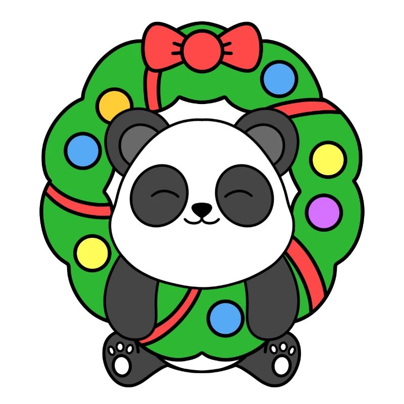 Mignon Noël panda ours joyeux Noël