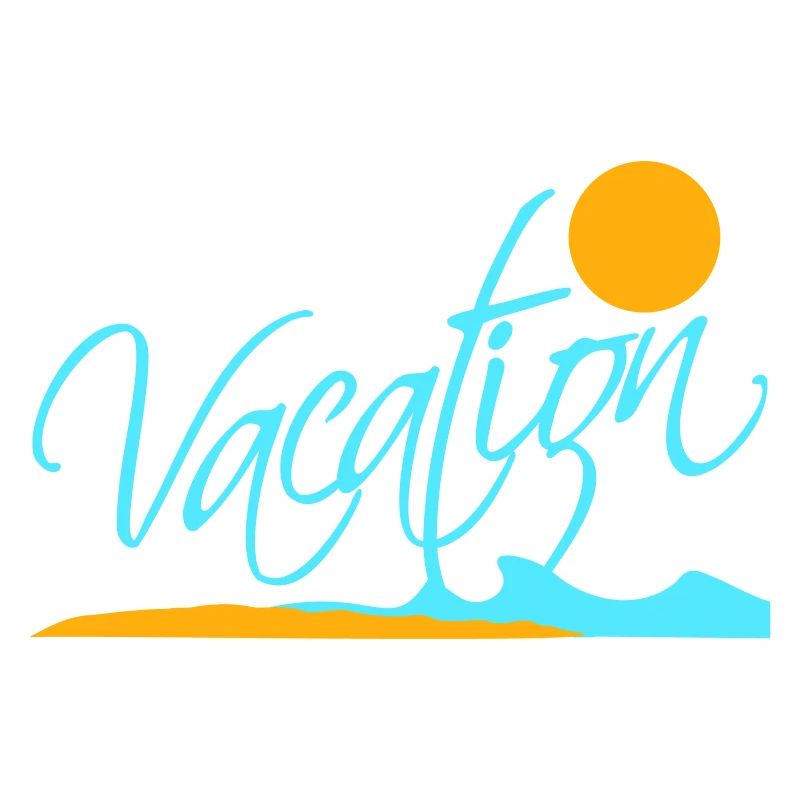 Vacation Saying Text Sun Beach Lettering Logo