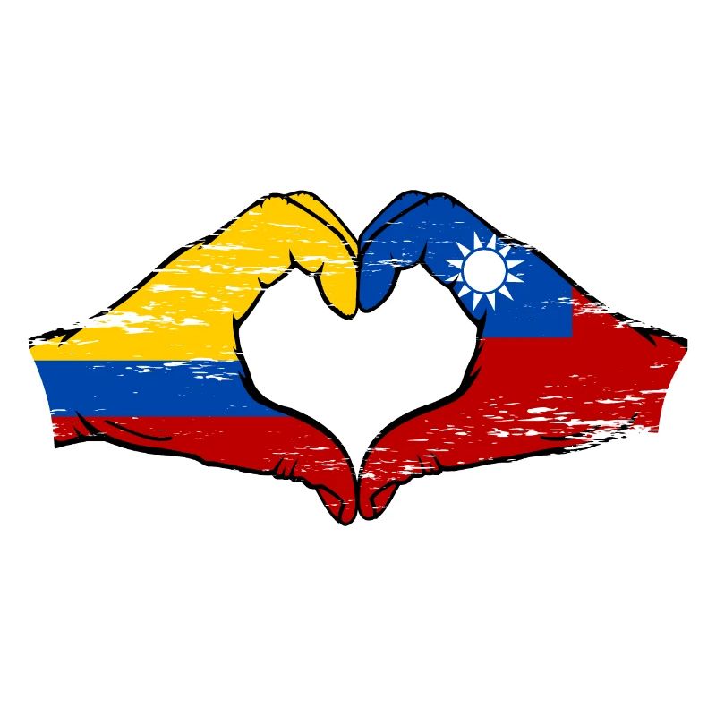 Colombie Taïwan drapeau mains forme de coeur utilisé